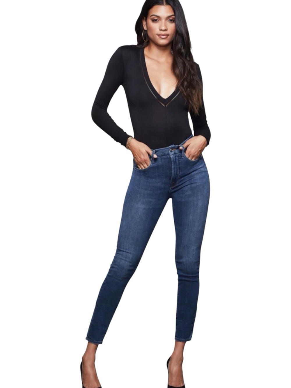 Good American Good Legs  Blue Denim Skinny Jeans with Slight Distressing 6